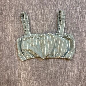 Madewell Green White Organic Cotton Crop Tank Top